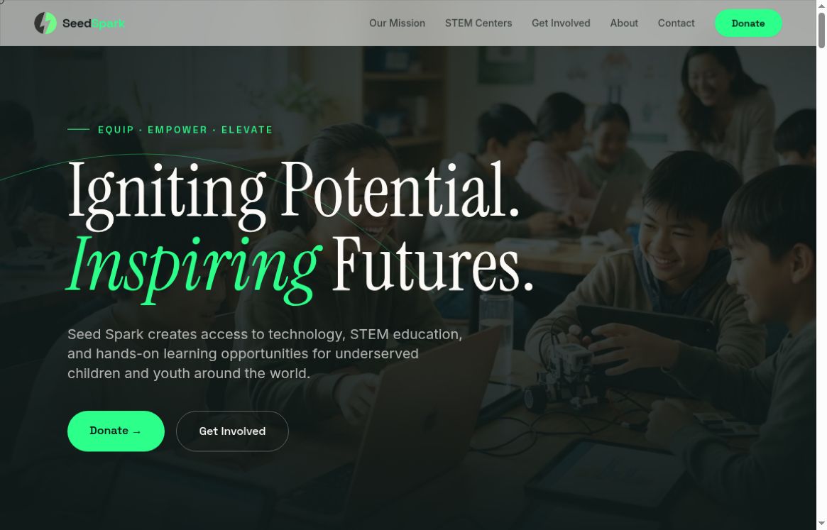 SeedSpark Global website homepage
